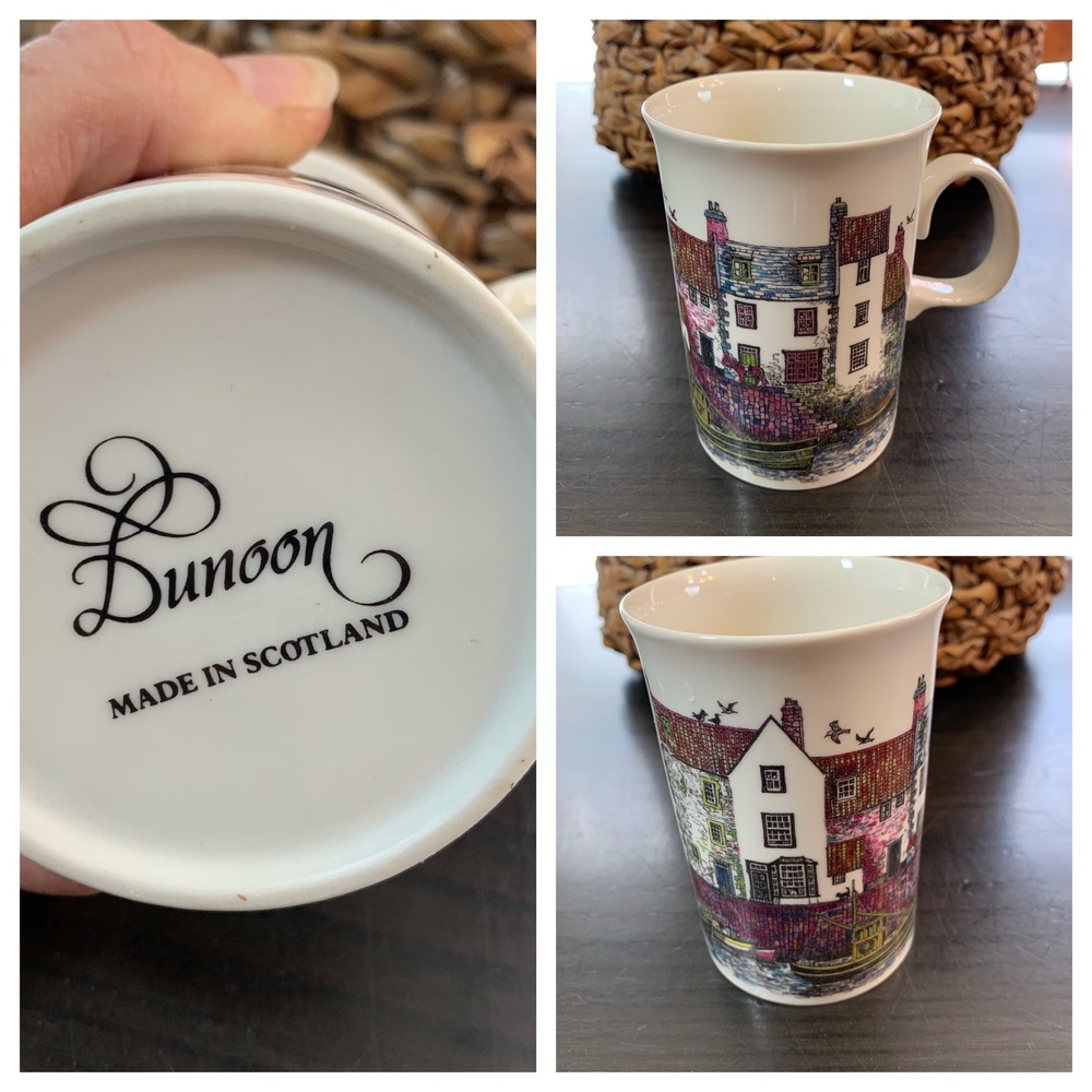 Dunoon Scotland Coastal‎ Village Harbor Coffee Mug Tall Stoneware Tea Cup Multi